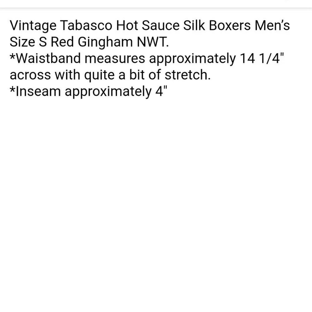 NWT Vintage Tabasco Silk Boxers